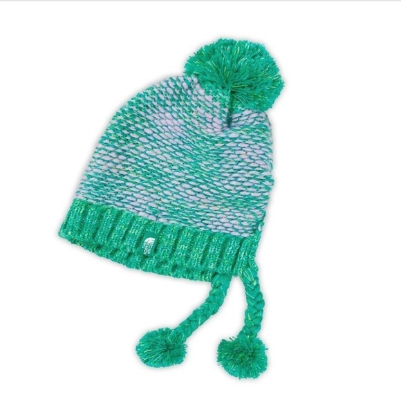 The North Face Girls Flecka Earflap Pom Pom Beanie Size M/ NWOT - Picture 1 of 10